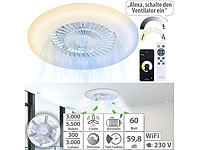 Sichler Haushaltsgeräte 2in1-WLAN-Deckenleuchte & Ventilator, App-Steuerung, CCT-LEDs, Ø 60 cm; Deckenventilatoren mit Lampe Deckenventilatoren mit Lampe Deckenventilatoren mit Lampe Deckenventilatoren mit Lampe 